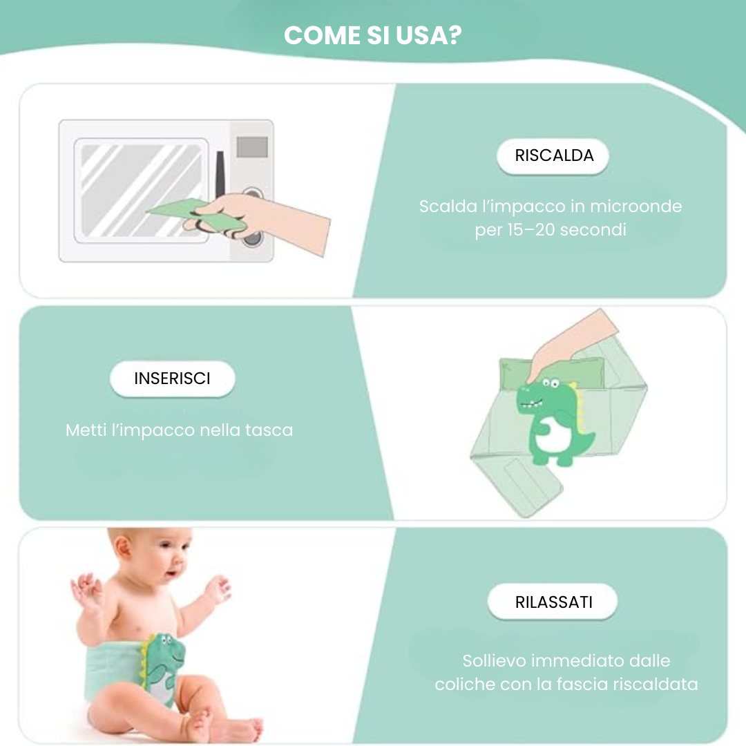 Fascia per pancia che allevia coliche, gonfiore e dolori addominali